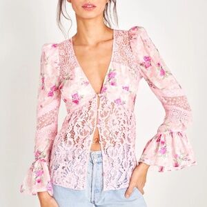 LoveShackFancy Priema Top in Pink Ivy